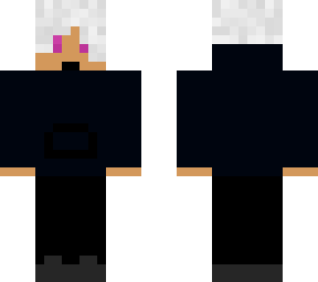 dark blue hoodie & black pants w/ white hair - skin
