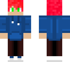red hair blue jacket boy
