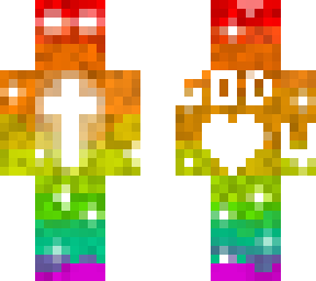 rainbow skin with a cross and god loves u