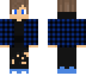 boy w/ black hoodie w/ blue flannel on top