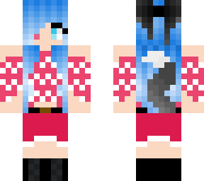 blue hair wolf girl christmas skin