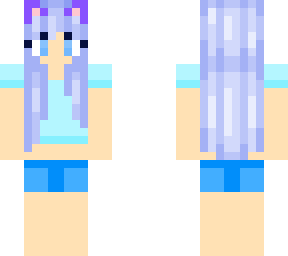 a girl with blue hair and cat ears