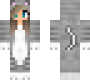 cute girl in gray cat onesie