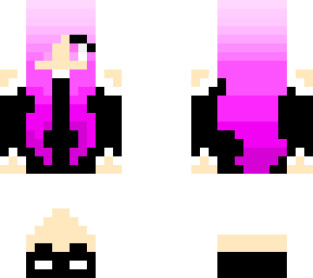 girl with pink ombre hair wearing a black and white outfit (fixed)