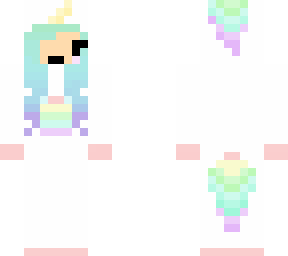 kawaii girl with ombr hair in unicorn onesie