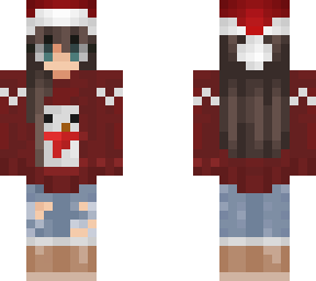finished christmas sweater girl with beanie