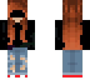 masked redhead in jeans