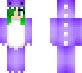 purple dino onesie green hair