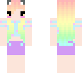 kawaii girl with pastel rainbow hair (base used)