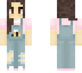 brunette girl in overalls with bee