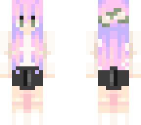 cute pastel girl with pink-purple-blue hair in a uniform