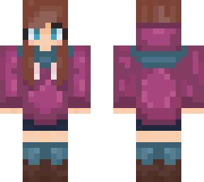 purple sweatshirt brunette