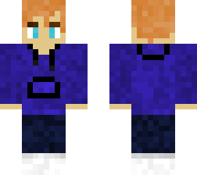 orange-haired male with a blue hoodie