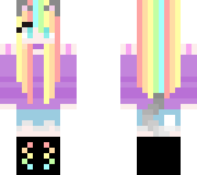 cute rainbowed hair cat girl