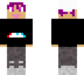 male with pink eyes, purple hair and a white toque
