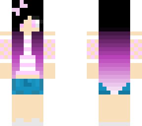 cute pink girl with purple dyed hair
