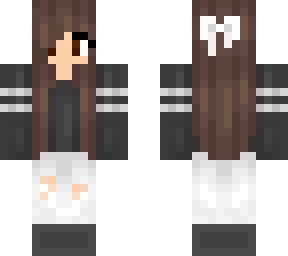 brown hair and brown eyes w/bow and sweater and jeans