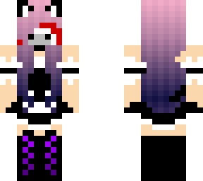 mooshroom face black cat outfit purple hair