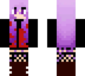 lavender hair red & black suit girl