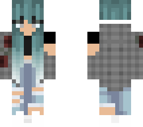 cute blue haired skin edit