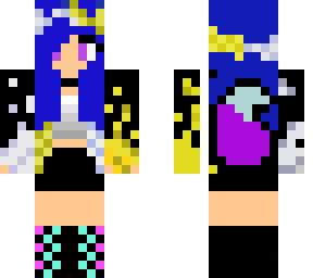 moon and sun wolf girl (with blue hair)