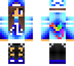 blue tomboy  with headphones and a dragon on back