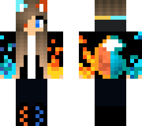 Fire and Ice Wolf Girl | Minecraft Skin