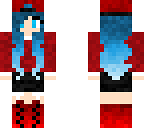 blue haired girl with basic clothes