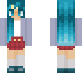 blue haired school girl