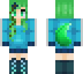 cute girl with flower but green haired