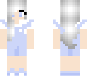 girl with white hair and overalls
