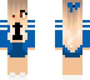 blue cheerleader with blonde hair and brown eyes