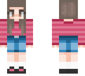 stripey pink top & jean shorts