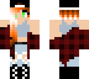 tomboy girl with red-white hair and green eyes