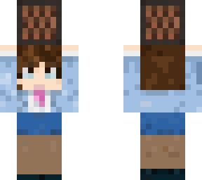blue hiroko holding a note block