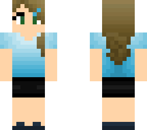 sport female blue t-shirt and black skirt
