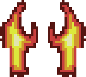 in flames