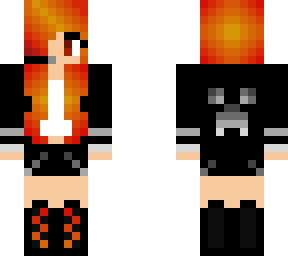 orange/fire/red/gray gamer girl