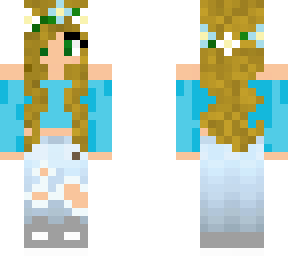 Flower Crown Crop Top Blonde Girl | Minecraft Skin