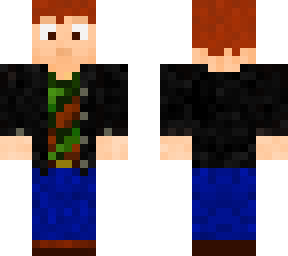 red hair, camo shirt with black jacket