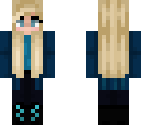 blonde haired, blue coat, girl.