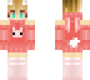 kawaii oversized bunny girl with ponytails and high socks