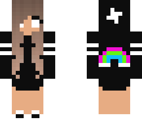 cute girl with black hoodie with rainbow on back
