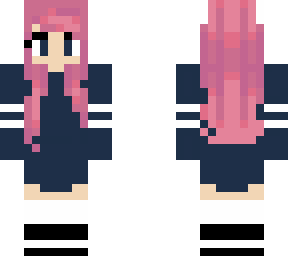 cute school girl with pink hair