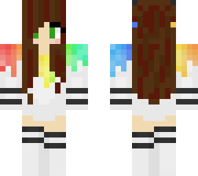 rainbow outfit w/ brown and red hair
