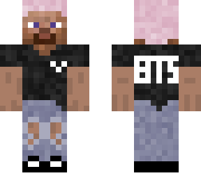 steve but he has pink hair and stans bts