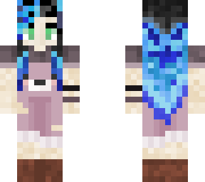 blue haired overall girl