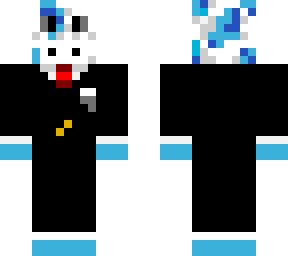 blue giraffe in black suit