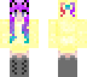 edit 3 banana colored jacket girl purple and blue hair boots hoodie
