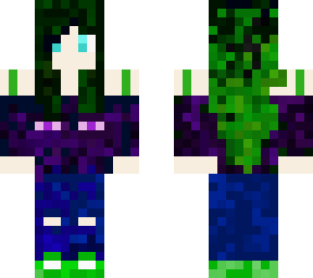 menina com cabelo de creeper e blusa de endermen